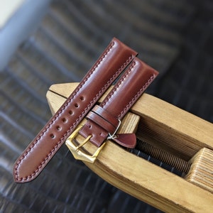 Brown Shell Cordovan Watch Strap Handmade Leather I Watch band size 18mm,20mm,22mm,24mm