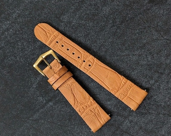Handmade Tan Brown Alligator Leather Watch Strap with Quick Release Size 18mm - 24mm