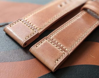Shell Cordovan Watch Strap: Handmade Leather Band (18mm-24mm)