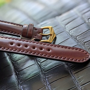 Brown Shell Cordovan Watch Strap Handmade Leather I Watch Band Size ...