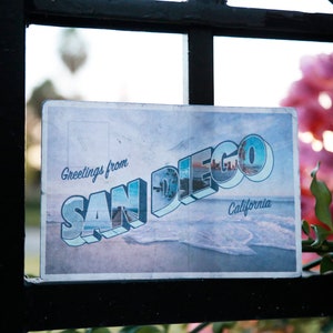 Vintage San Diego Postkarte / Aufkleber - Postkarte an die Lieben