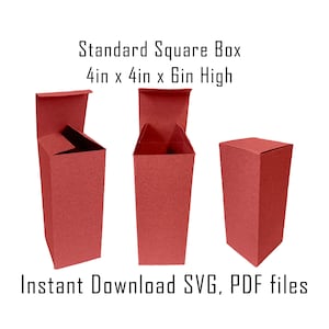 Downloadbare doossjabloon, direct downloaden, Cricut Box-sjabloon, geschenkdoos, verpakking, hoge doos, flessendoos, vierkante flessendoos, SVG, PDF