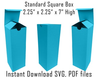 Tall Square Box Template, Gift Packaging (SVG, PDF)