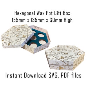 Wax Pot Box Gift Box, Pot Size 40-45mm Diameter, Downloadable Template, Instant Download, Cricut Box Template, Packaging, SVG, PDF, DIY Box