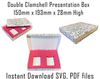 Wax Clamshell Presentation Box Template, 6-Cell (SVG, PDF)