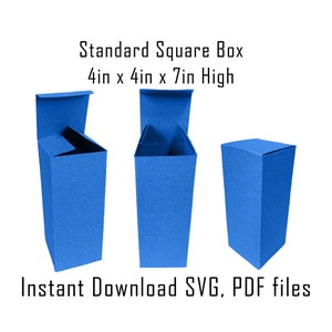 Downloadbare doossjabloon, direct downloaden, sjabloon Cricut-doos, geschenkdoos, verpakking, hoge doos, flessendoos, vierkante flessendoos, SVG, pdf