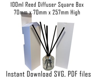 Tall Square Reed Diffuser Box Template, SVG, PDF (Digital Download)