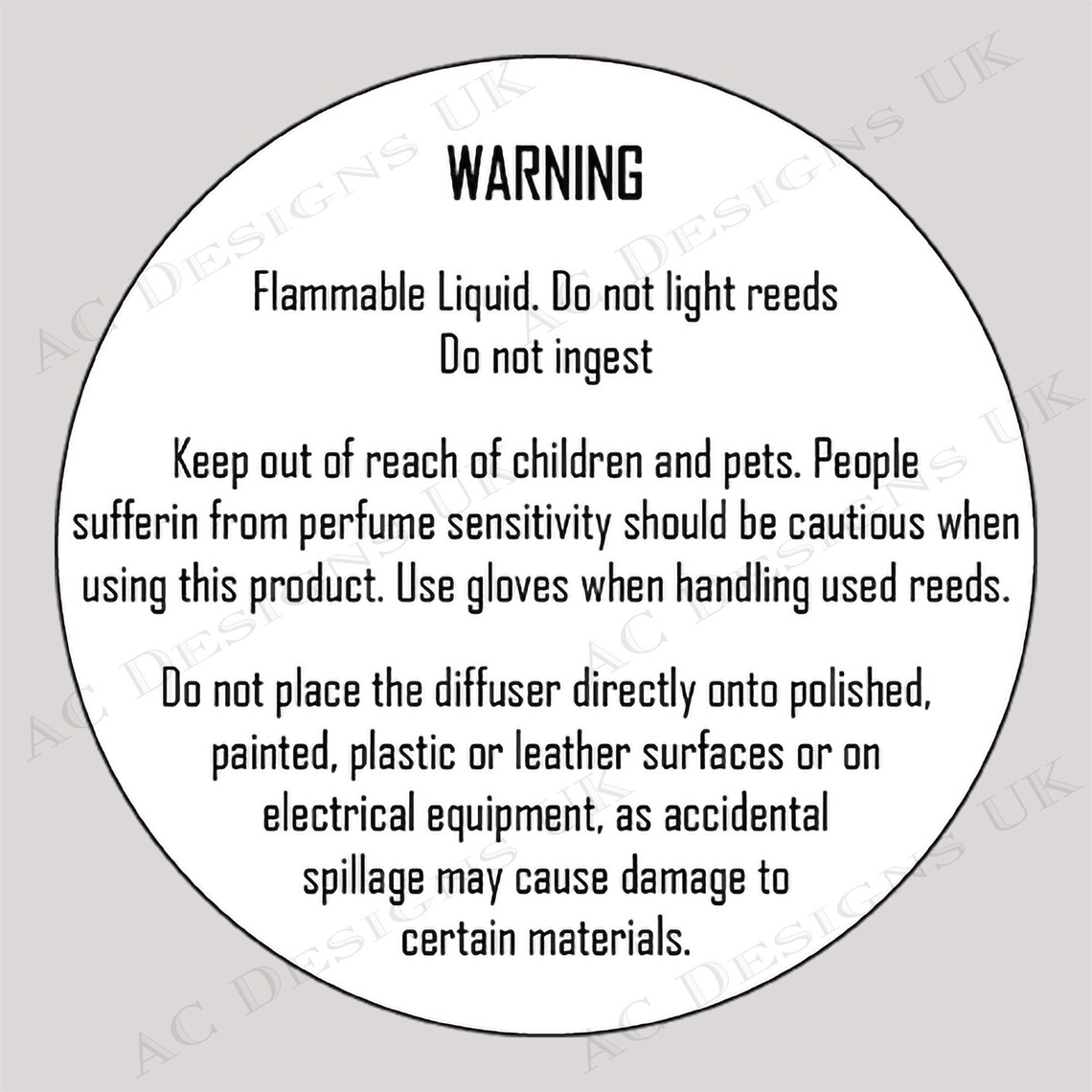 Reed Diffuser Warning Labels Downloadable Labels Reed Etsy Australia