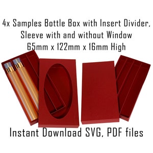 Downloadbare doossjabloon, direct downloaden, Cricut-doossjabloon, doos met parfummonsters, monsterdoos, verpakking met meerdere monsters, SVG, pdf