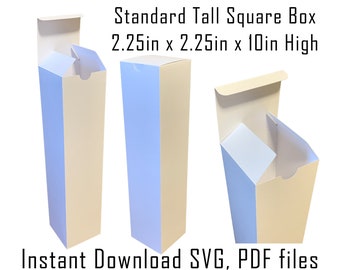 Tall Square Box Template, Gift Packaging (SVG, PDF)