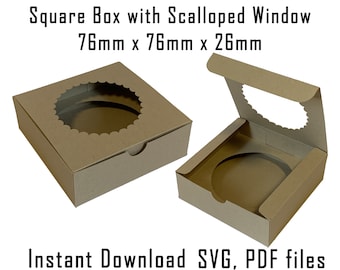 Wax Pot Box Template, Scalloped Window, SVG, PDF (Digital Download)