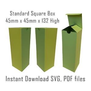 Modello di scatola scaricabile, download immediato, modello di scatola Cricut, scatola regalo, imballaggio, scatola alta, scatola per bottiglie, scatola per bottiglie quadrate, SVG, PDF