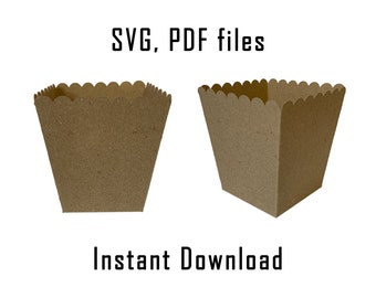Printable Popcorn Box Template, Snack Packaging (SVG, PDF)