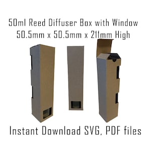 Downloadbare doossjabloon, direct downloaden, Cricut-doossjabloon, verpakking, vierkante rietverspreider, rietverspreiderdoos, jar-doos, SVG, pdf