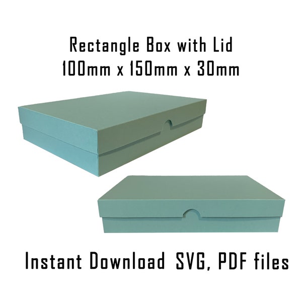 Downloadable Box Template, Instant Download, Cricut Box Template, Rectangle Box with lid, Gift Card Box, Gift Box, Packaging, SVG, PDF