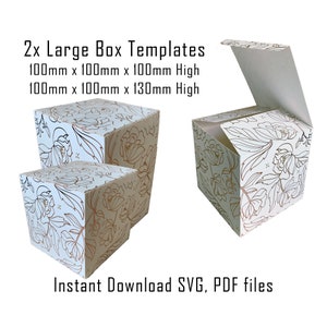 Downloadbare Doos Sjabloon, Instant Download, Cricut Box Sjabloon, Geschenkdoos, Verpakking, Grote Doos, Flessendoos, Vierkante Doos, SVG, PDF