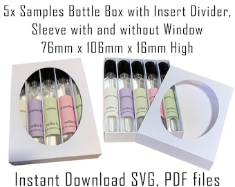 Perfume Sample Box Template, 5-Bottle Packaging (SVG, PDF)