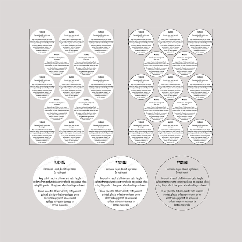 Reed Diffuser Warning Labels Downloadable Labels Reed Etsy Australia