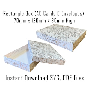 Modello di scatola scaricabile, Download istantaneo, Modello di scatola Cricut, Scatola rettangolare con coperchio, Scatola di carte regalo A6, Scatola regalo, Imballaggio, SVG, PDF