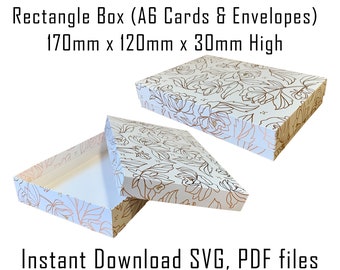 A6 Gift Card Box Template, Rectangle Box with Lid (SVG, PDF)