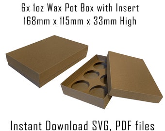 Wax Pot Gift Box Template for Cricut, 6 x 1oz (SVG, PDF)