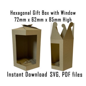 Downloadable Box Template, Hexagonal Gift Box, Instant Download, Cricut Box Template, Candle Display Box, Gift Box, Packaging, SVG, PDF