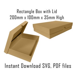 Modello di scatola scaricabile, download immediato, modello di scatola Cricut, scatola rettangolare con coperchio, scatola per biglietti regalo, scatola regalo, imballaggio, SVG, PDF