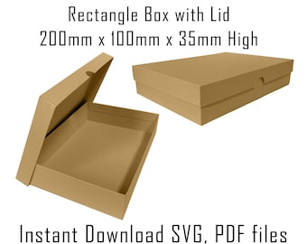 Rectangle Gift Box Template with Lid, SVG, PDF (Digital Download)