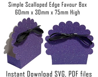 Scalloped Favor Box Template, Wedding Chocolate Gift (SVG, PDF)