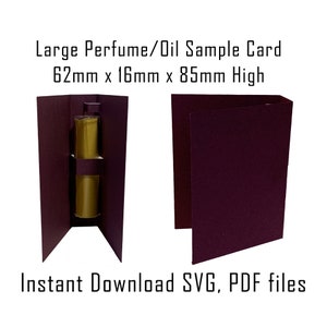 Downloadbare doossjabloon, voorbeeldkaart, direct downloaden, Cricut-doossjabloon, voorbeeldkaart parfum, voorbeeldkaart geurolie, SVG, pdf