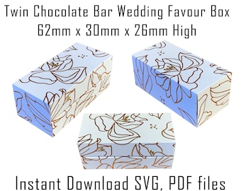 Floral Wedding Favor Box Template, Chocolate Gift Box (SVG, PDF)