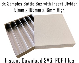 Perfume Sample Box Template, 6-Compartment Packaging (SVG, PDF)