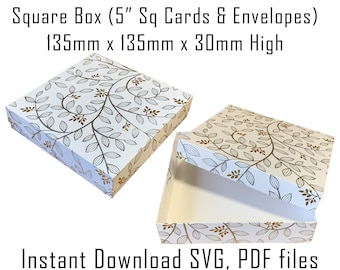 Gift Card Box Template, 5" Square, SVG, PDF (Digital Download)