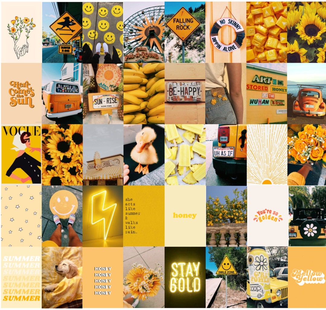 Mellow Yellow Collage Kit digital Etsy