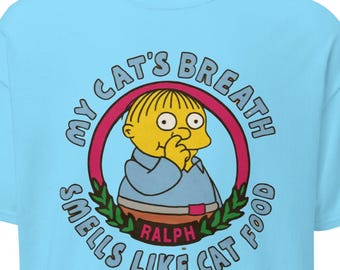My Cat's Breath Smells Like Cat Food | Funny Cartoon Meme | Retro Humor Shirt | Graphic Humor Tee | Viral Quote | Cat Lovers Tee