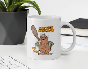 Funny Caveman Mug, Retro Prehistoric Coffee Mug, Stone Age Cartoon Coffee Cup, Primitive Humor Mug, Novelty Ceramic Mug, Funny Gift