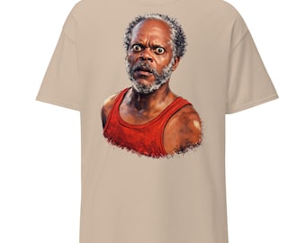 Shocked Expression Graphic T-Shirt, Funny Reaction Face Tee, Meme Style Portrait Shirt, Bold Humor T-Shirt
