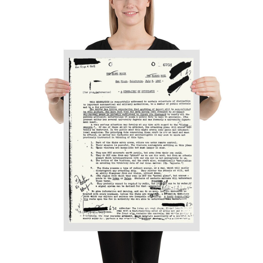 6751 Declassified UFO Memorandum 6751 Poster, Conspiracy Wall Art - Etsy