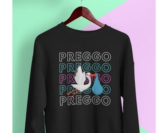 Preggo grappige zwangerschap aankondiging trui, bijpassende paren sweatshirts, zijn en haar truien, symbool van liefde sweatshirt, unisex sweatshirt