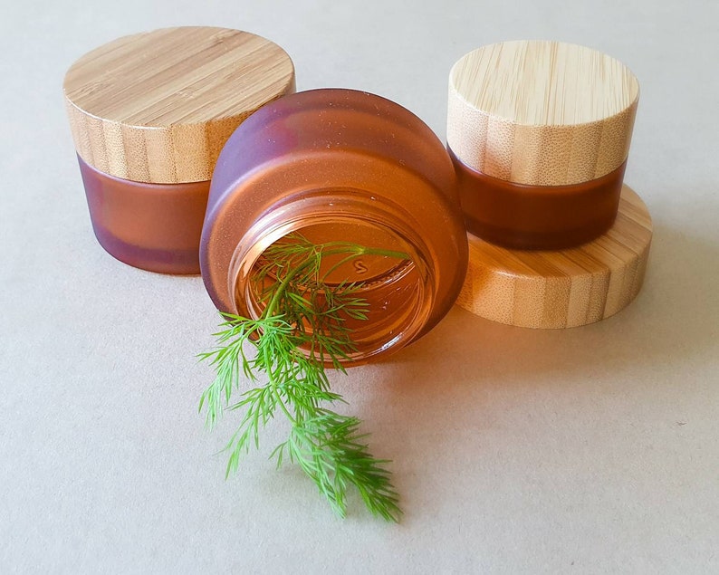 3 x 50mL Amber Glass Jar with Bamboo Lid Etsy