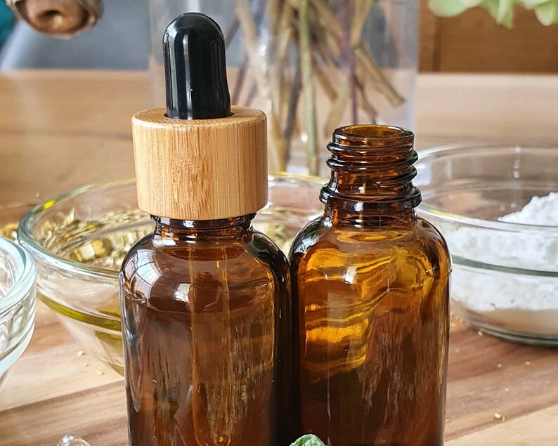 Download 10 x 30mL Amber Glass Dropper Bottle with Bamboo Cap Pipette | Etsy