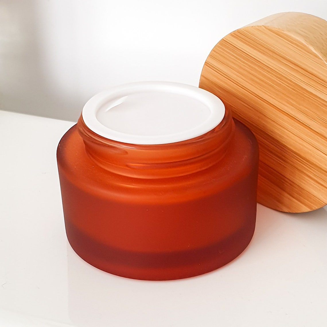 20 x 50mL Bamboo and Frosted Amber Glass Cosmetic Cream Jar Etsy