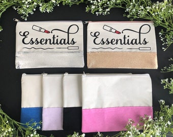 Essentials makeup bag, makeup pouch, bridal party gift, bachelorette party survival kit pouch, cosmetic bag, cosmetic pouch, bridesmaid gift