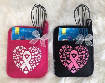 Breast Cancer Gift for Friend, Breast Cancer Support Gift, Breast Cancer Survivor Gift, Hope Ribbon Potholder Gift Set, Cancer Care Package
