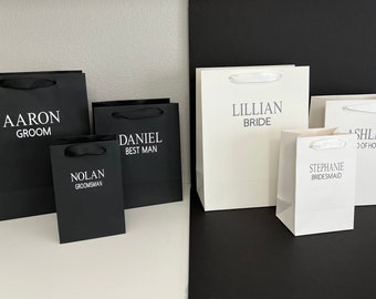 Personalized Wedding Bags, Groomsmen Gift Bags, Black Wedding Party Gift Bags, Gift Bags for Wedding Party, Gifts for Wedding Party