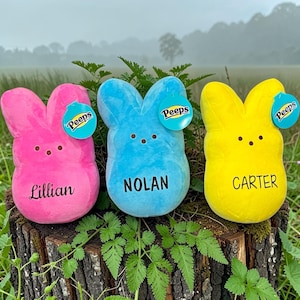 Personalized 10" Plush Easter Peeps, Squishy Bunny Basket Stuff