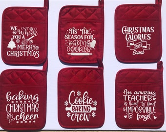 Christmas potholder gift - potholder only, gift for teacher, gift for neighbor,  inexpensive gift,  neighbor gift, teacher gift