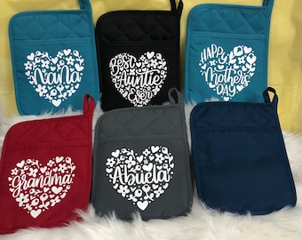 Birthday gift for mother, Mother gift, potholder gift, oven mitt gift, Aunt gift, grandmother gift, abuela gift, Fill your own potholder