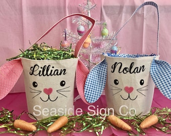 Customized Easter Basket, Personalized Easter Basket, Bunny Easter Basket, Easter Basket with name, Kid's Easter Basket with name, Easter