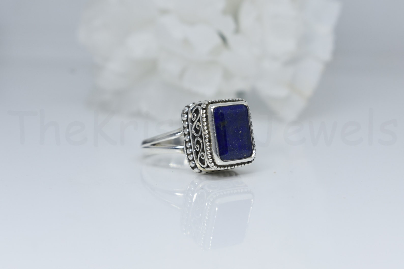Lapis Lazuli Gemstone Ring 925 Sterling Silver Ring Octagon Etsy